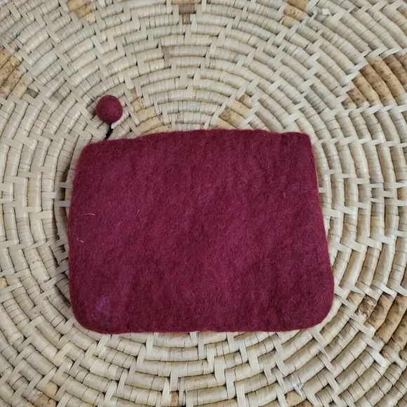 Rising Tide Boiled Wool Art Floral Boho Small Wallet Bag - Picture 4 of 5